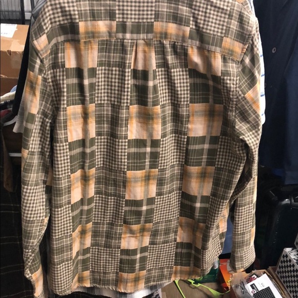 Lucky Brand Green and Tan Plaid Casual Button Down Shirt - Picture 8 of 8